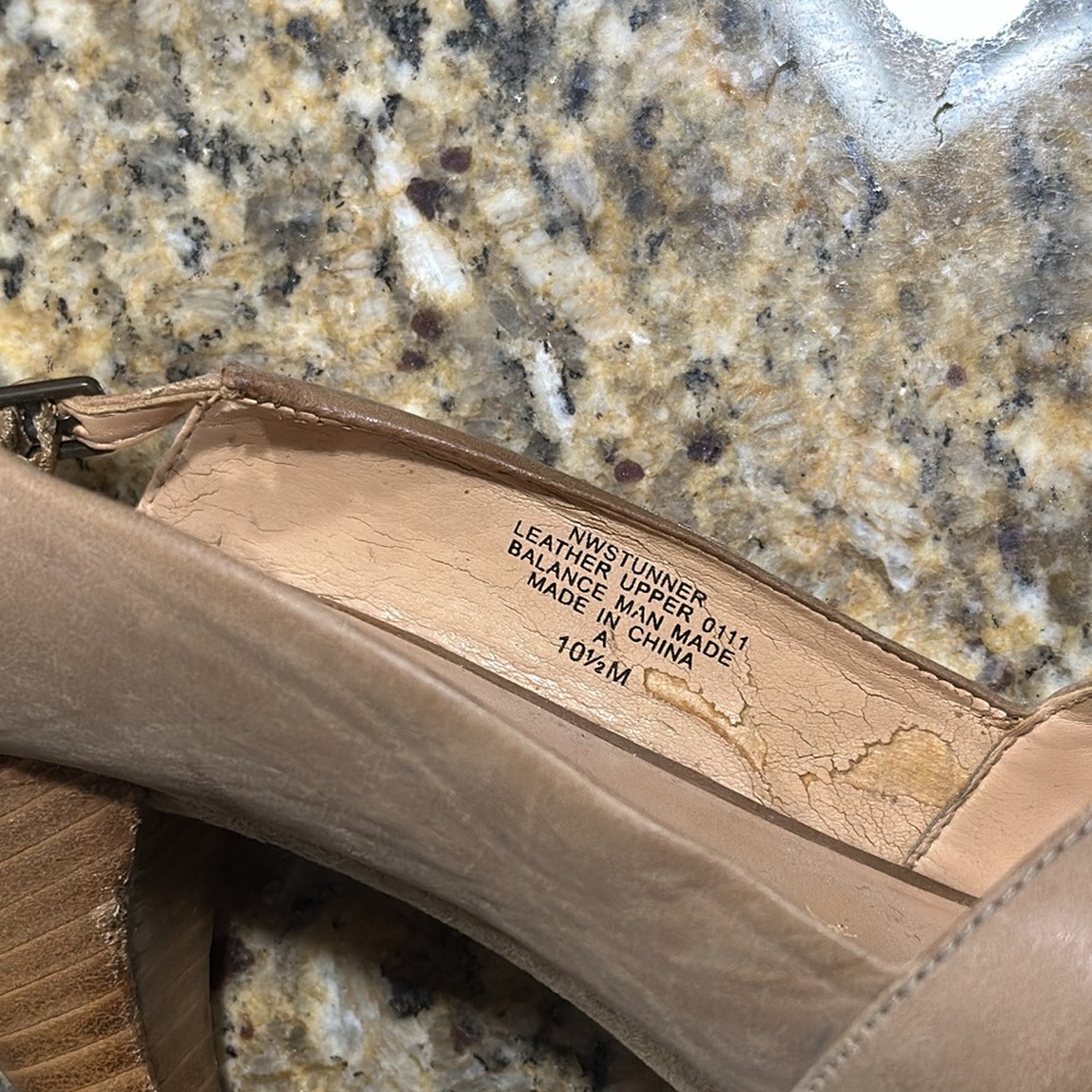 Nine West STUNNER Nude leather strappy sling back heels, 10.5 - Picture 6 of 8